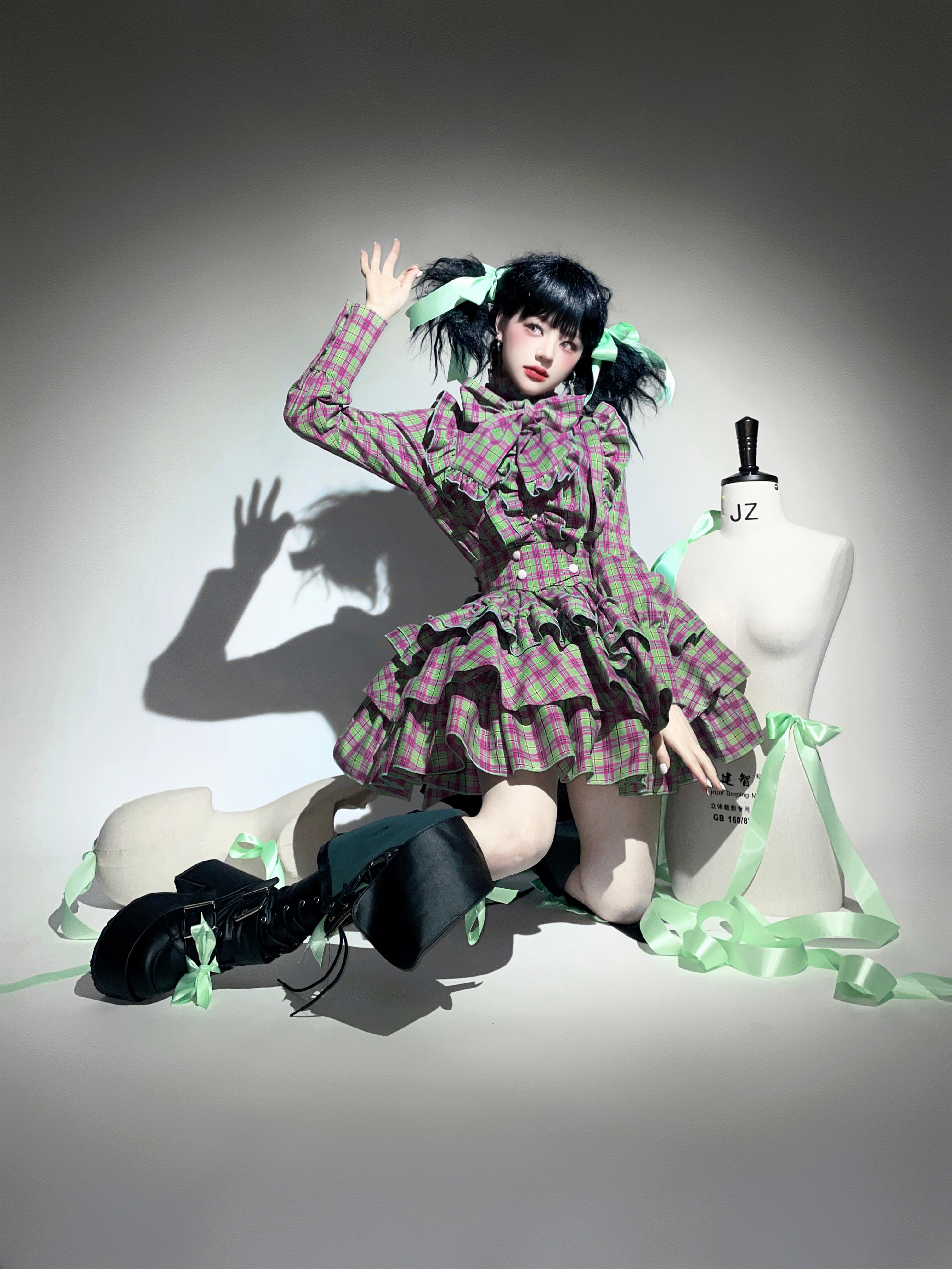 A Doll's House ブラウス(グリーンチェック)【CATCOCOON】
