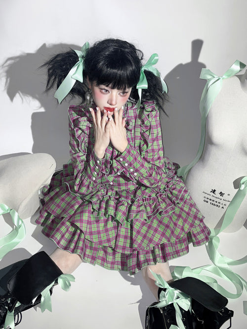 A Doll's House スカート(グリーンチェック)【CATCOCOON】