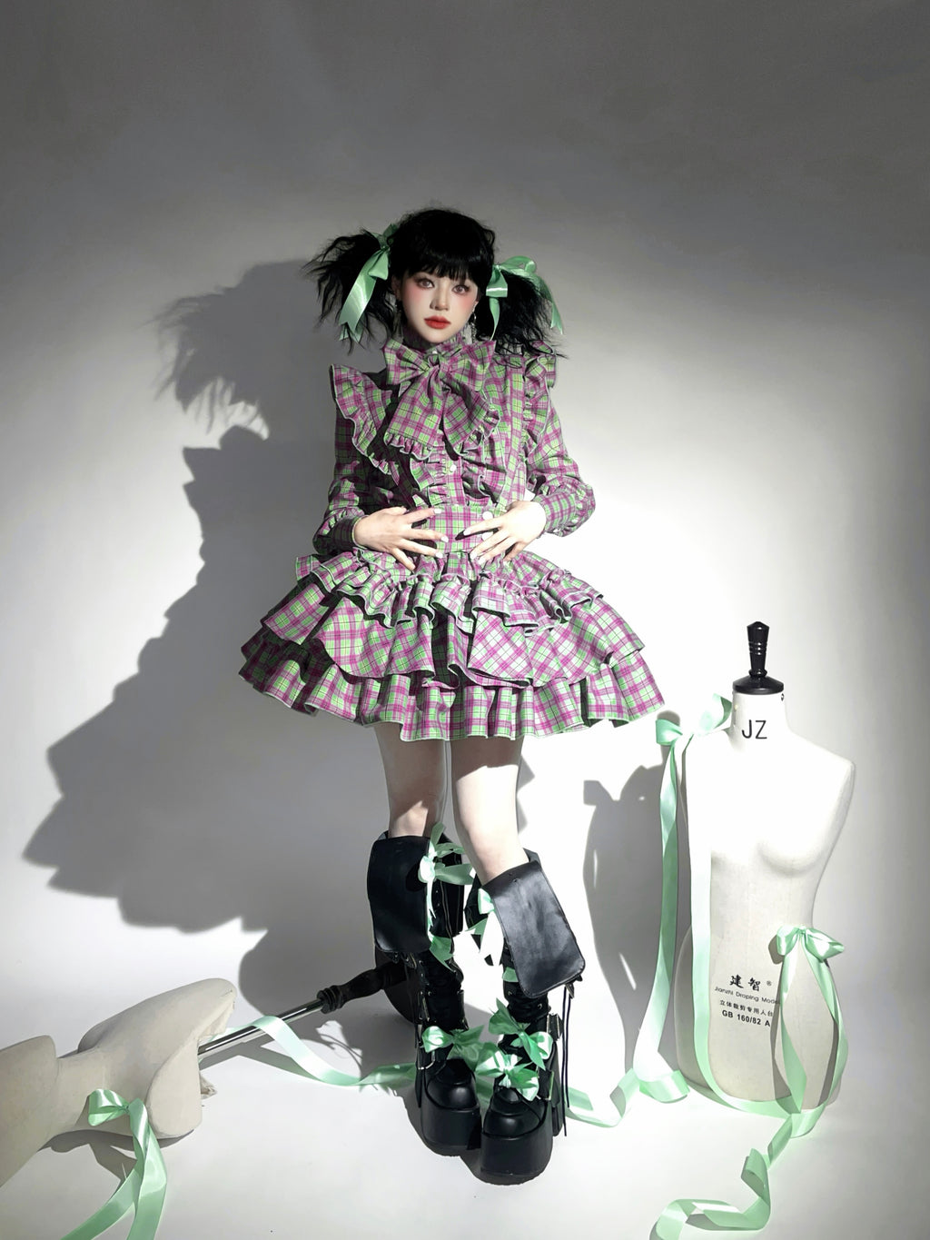 A Doll's House ブラウス(グリーンチェック)【CATCOCOON】