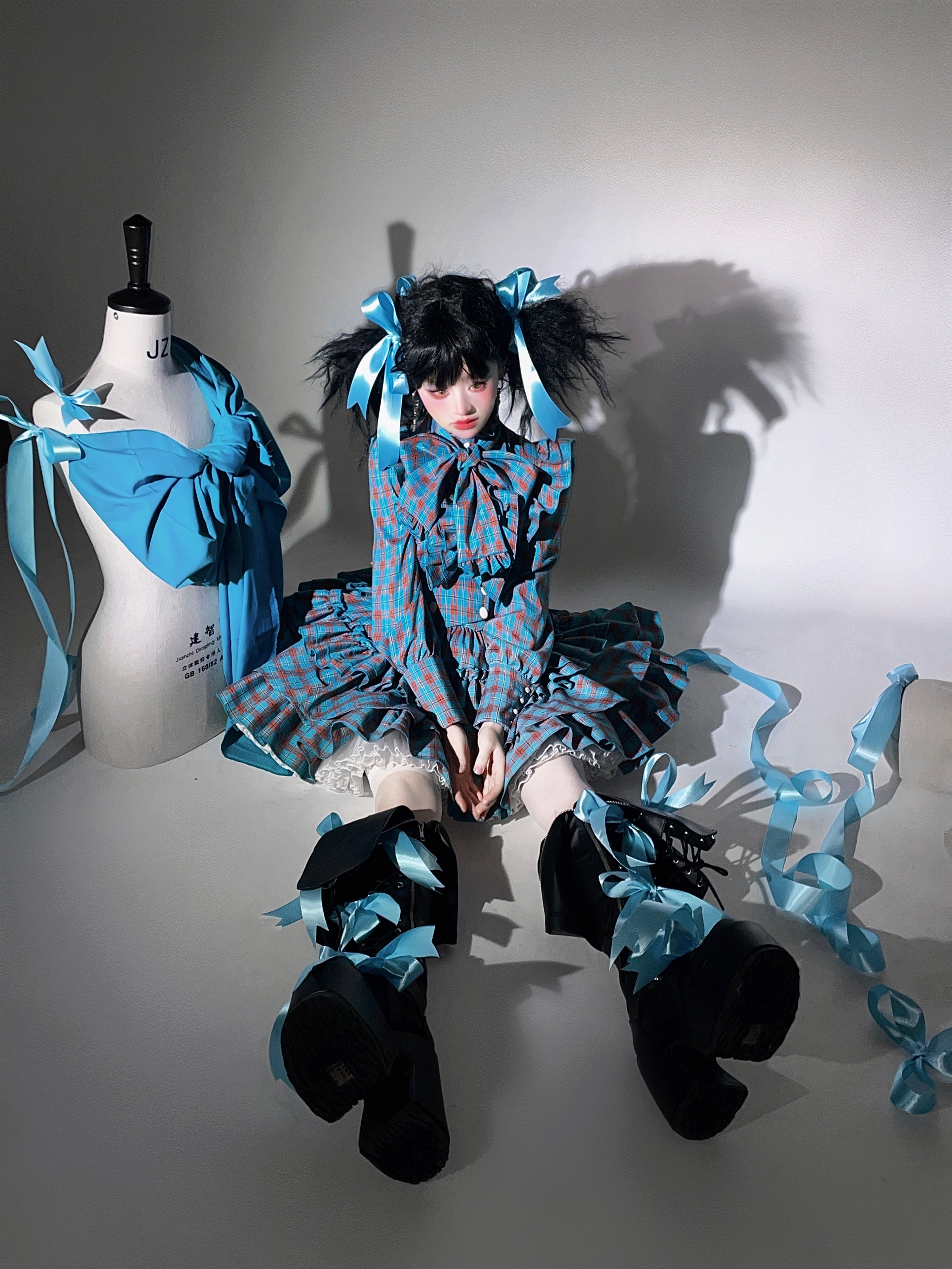 A Doll's House スカート(イエロー・ブルーチェック)【CATCOCOON】